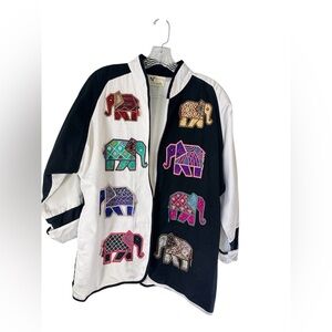 Yak Magic Jacket Womens Large Green Floral Art to Wear Beads Embroidered Buttons